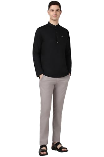 Image of Peter England Men Cotton Regular Fit Everyday Festive Solid Short Kurta
