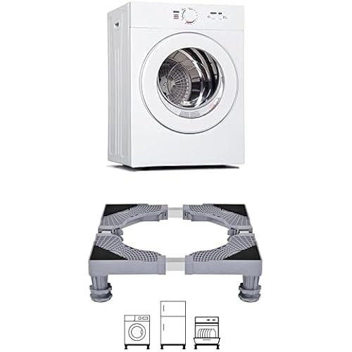 Euhomy Compact Dryer 1.8 cu. ft. Portable Dryer and Adjustable Furniture Rack, Dryer with Vent Drinking Stainless Steel Liner, Washer Dryer Base with Four Power Feet, Horizontal Adjustable Base