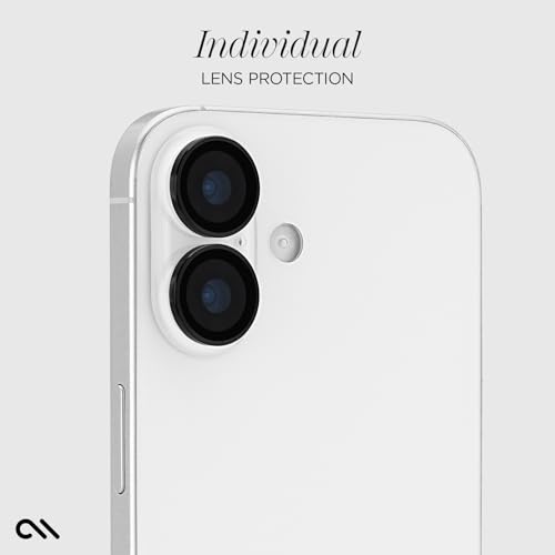 Image of Case-Mate Camera Lens Protector with Aluminum Rings for iPhone 17 - Black | For iPhone 17 /16 /16 Plus /15 /15 Plus /14 - Double Tempered Glass, Anti-Scratch - Ultra HD View, Case Friendly, Easy Install