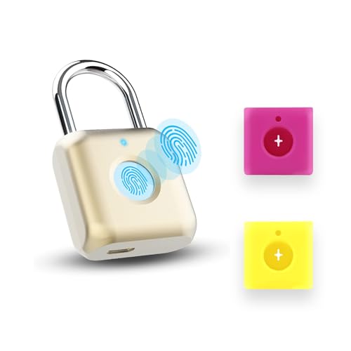 UMIKSMART Biometric Fingerprint Padlock with Silicone Cover, Smart Keyless USB