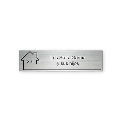 Mygoodprice - Placa para buzón, grabado de nombre y número, autoadhesiva y personalizable, de 10 x 2,5 cm, aluminio cepillado