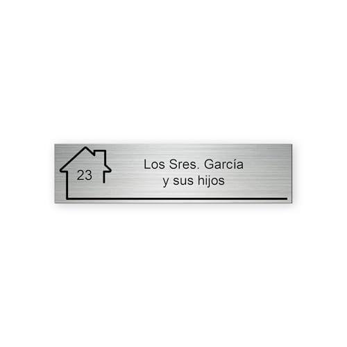 Mygoodprice - Placa para buzón, grabado de nombre y número, autoadhesiva y personalizable, de 10 x 2,5 cm, aluminio cepillado