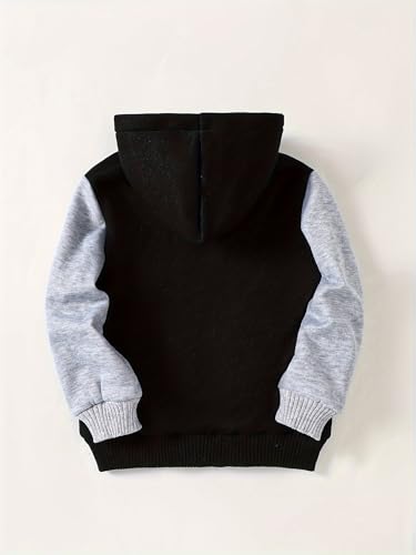 Kids Hoodie Fleece Jacket Warm Lined Zip Up Hooded Soft Winter Coat Boys School Outerwear 4-12Y2