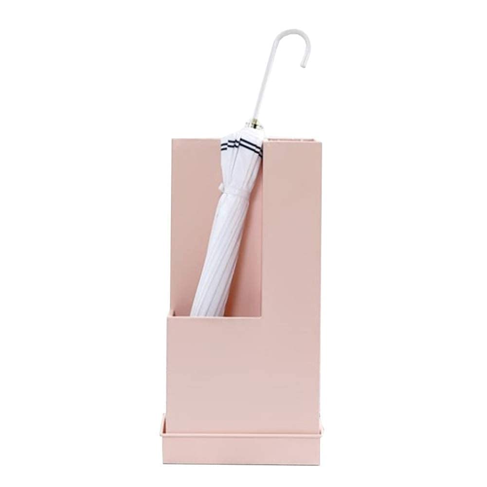 Gardeneea Umbrella Stand, Umbrella Stand Rack,Umbrella Stand Creative Wrought Iron,Home Hotel Umbrella Drain Stand,Removable Drip Tray,White (Pink)