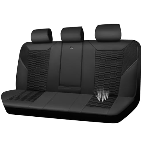 Image of CAR PASS 3D Foam Mesh Leather Back Bench Car Seat Covers,Breathable Rear Seat Cover Universal Fit for Most Cars Sedans SUVs Vans Small Trucks 95% Automotive Backseat, Black