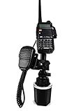 Cup Holder Mount with Adjustable Height for BaoFeng with Mic Holder