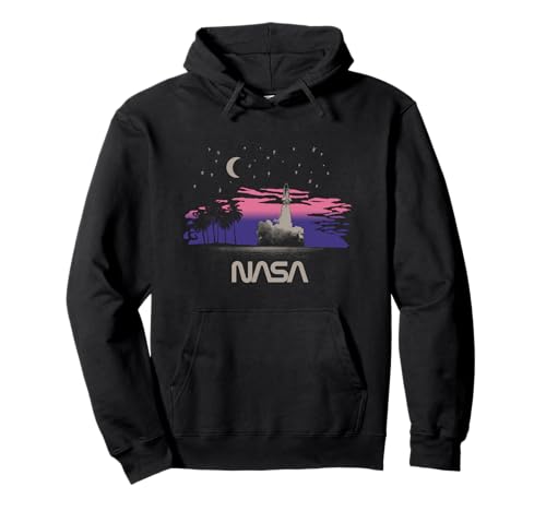 Image of NASA Pink and Purple Sunset Space Shuttle Launch Science Pullover Hoodie