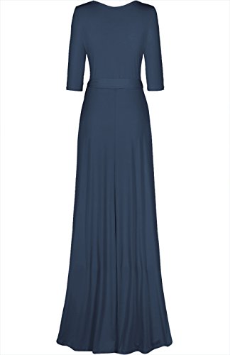 Image of Women's 3 /4 Sleeve Deep V-Neck Maxi Faux Wrap Solid Plus Size Dress