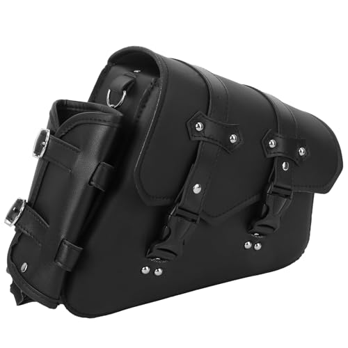 MOLUCKFU Bolsa Lateral para Moto con Bolsillo Porta Botella Cierre Rápido Desmontable Resistente PU para Almacenamiento de Llaves y Móviles Bolsa Colgante para Brazo Oscilante Derecho