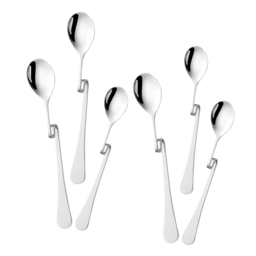 LIGIGWASH 6pezzi Cucchiai in Acciaio Resistente Da Caffè Cucchiai Da Mescolare Forma Di s Pieghevoli Per Marmellata e Sciroppo Manico Curvo Per Tè Caffè e Dessert