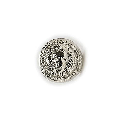 5pcs Vintage Lion Pattern Shank Metal Button Round for Sewing Clothing Suits Blazer Jacket Uniform Handwork (Silver, 20mm)