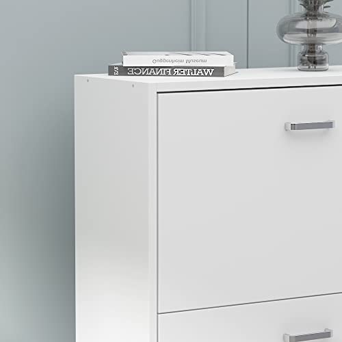 Fufu&Gaga Shoe Cabinet With 3 Flip Drawers For Entryway, Modern Storage Cabinet, Freestanding Rack Organizer (23.6”W X 9.4”D 45.5”H)(White) #TOP3