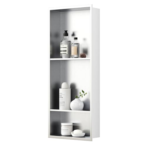 Neodrain 3-Tier Brushed Recessed Shower Niche, 12X30 Inch Wall Niche