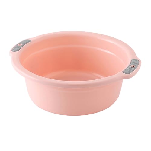 Multipurpose Plastic Wash Basin Lightweight Face Baby Adult Footed Wash Basin Bathtub with Double Handles for Home Bathroom (Small‑Peach Pink)