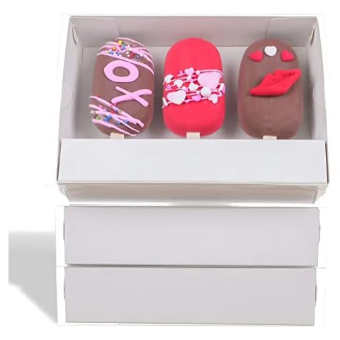 RomanticBaking 25 Pack Clear Cakesicle Boxes with Insert Hold 3 Cakesicle 6.5" x 4.8" x 1.8" Cookies Boxes Treat Boxes Chocolate Bomb Boxes chocolate covered strawberries boxes Cover