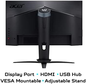 Acer Predator XB253QGPbmiiprzfx 25 inch Full HD Gaming Monitor (IPS Panel, G-SYNC Compatible, 144Hz, 2ms, HDR 400, Height Adjustable Stand, DP, HDMI, USB Hub, Black)