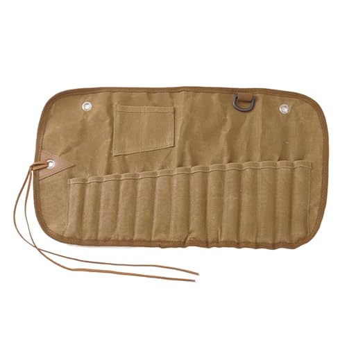 Generic Outdoor Tableware Storage Bag, Flatware Organizers, Cutlery Roll Camping Utensil Bag for Barbecue, 14 Hole, 42cmx26.4cm