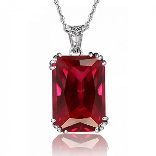 Pendentif en rubis rouge et collier en argent sterling 925 d'une pureté rare