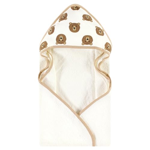 Image of Hudson Baby Unisex Baby Cotton Poly Animal Face Hooded Towel, Brown Bear 2-Pack, One Size