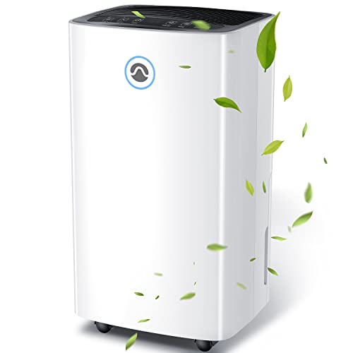 Dehumidifier for Home and Basements 25 Pints for 1500 Sq.Ft, 68oz(0.53gallon) Water Tank Capacity with Drain Hose, Intelligent Humidity Control, Childlock, Laundry Dry