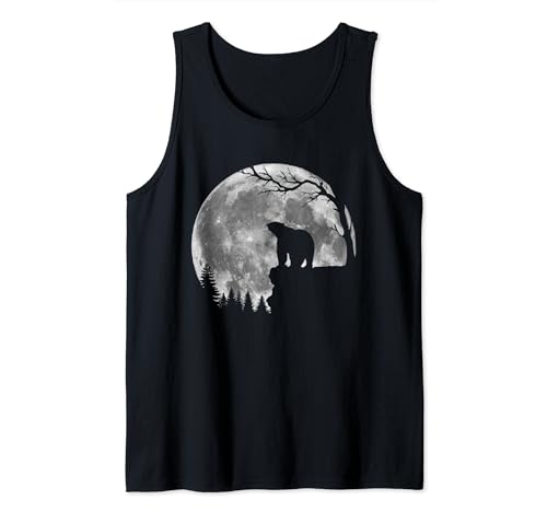 Disfraz de oso polar con silueta de luna divertido y perezoso para Halloween Camiseta sin Mangas