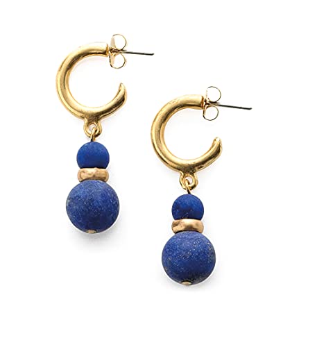 Lapis Lazuli Sumerian Hoop Earrings - Made in the USA