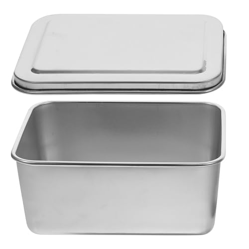 TOPBATHY 5.51 Inch Stainless Steel Tiramisu Cake Pan with Lid Nonstick Baking Tray for Home Baking and Cake Storage