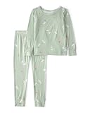 Carter's Neutral PurelySoft Long-Sleeve 2-Piece Pajamas, Green Bunny, 3T