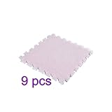 Famyfamy Schaumstoff Plüsch-Ineinandergreifende Teppich Foam Bodenfliesen Puzzle Board Portable Bodenmatten Stapeln Lagerung Perfekt für den Bodenschutz (9 Stück, Hellrosa)