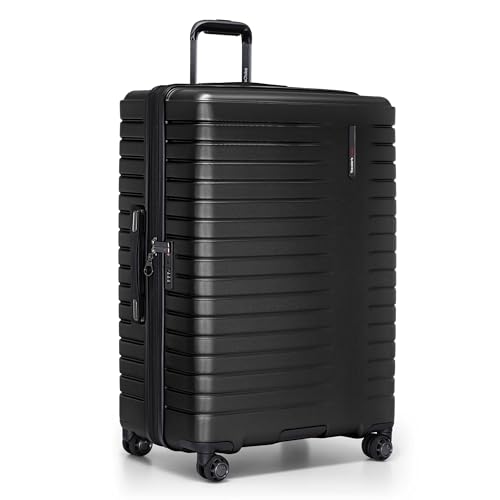 Image of Traveler's Choice Archer Polycarbonate Hardside Spinner Luggage Set, Tie Down Straps, Black, Checked 29-Inch