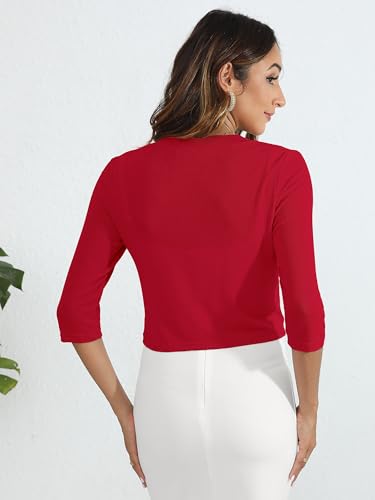 Image of Heymoments Women's Thin Shrugs 3 /4 Sleeve Lightweight Cropped Sweaters Open Front Cardigan for Dress