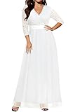 Plus Size Wedding Dress Bride Women White Wrap Maxi Lace Chiffon Long Bridal Shower Reception Prom Photoshoot Gowns
