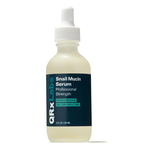QRxLabs Snail Mucin Serum – Hydrates, Plumps & Brightens – With Collagen for Firm, Radiant Skin – Gently Exfoliates for a Smooth Glow – 2 oz