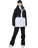 FAIRYRAIN Damen Winter Warme Winddicht Wasserdichte Schneejacken Snowboardjacke Trägerhose Set Skianzug Schneeanzug Skibekleidung für Outdoor Sport M