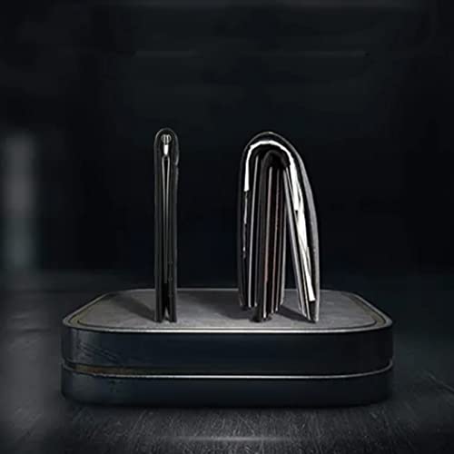 Multi Card Slots Wallet, Minimalist Leather PU Leather Card Holder Wallet Wear Resistant Multi Card Slots Wallet Ultra Thin Men Wallet/473 (Color : Black)4