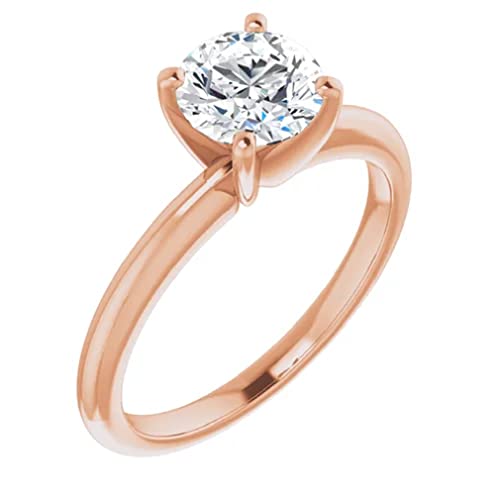 14K Solid Gold Handmade Engagement Ring 1.0 CT Round Cut Moissanite Diamond Solitaire Wedding/Bridal Ring for Women/Her Propose Ring (Rose) -  GOLD EDGE