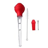wrtgerht 1 Set KitcheOil Dropper Turkey Baster Silikon-Gewürzpumpe Öltropfrohr Grillwerkzeug for Heimrestaurant mit Reinigungsbürste Küchengeräte (Color : Red)