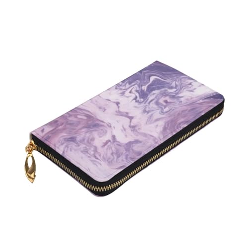 Portefeuille en cuir marbre violet chic et grand format pour smartphone