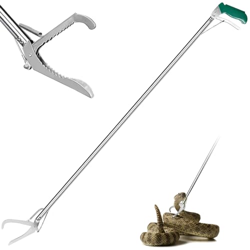 IC ICLOVER Snake Tongs, Upgrade 60 Inch Extra Long Snake Grabber Professional Heavy Duty Reptile Rattle Snake Catcher Wide Jaw Handling Tool with Lock, Non-Slip Grip Handle