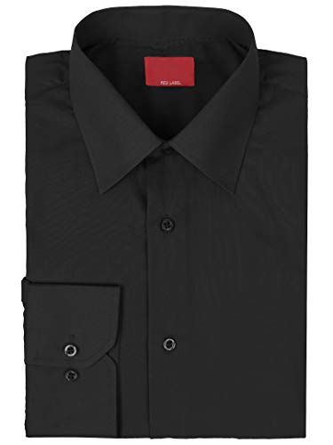 vkwear Red Label Men's Slim Stretch Muscle Fit Long Sleeve Solid Dress Shirt  (Black, 2XL) at Amazon Men's Clothing store