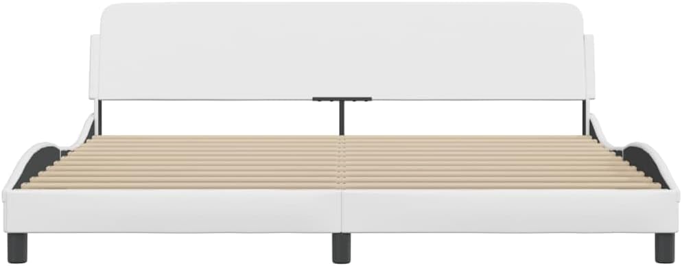 vidaXL Engineered Wood Faux Leather Full Bed Frame in White