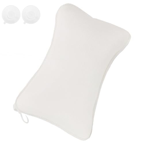 Bath Pillows for Head and Neck, Waterproof Bath Pillow for Bathtub with 2 Suction Cups, Comfortable SPA Bath Pillow, White