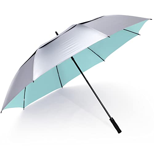 G4Free 72 Inch Huge Golf Umbrella Uv Protection Auto Open Windproof Umbrella Oversized Extra Large Vented Double Canopy Umbrella For Family (Silver/Lake Blue) #TOP27