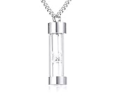 PJ Stainless Steel Hourglass Ashes Urn Memorial Keepsake Pendant Necklace,Remembrance Jewelry