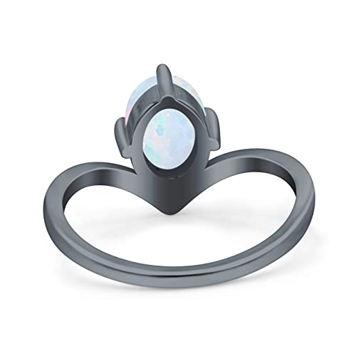 Blue Apple Co. V Art Deco Wedding Ring Oval Simulated Cubic Zirconia 925 Sterling Silver3