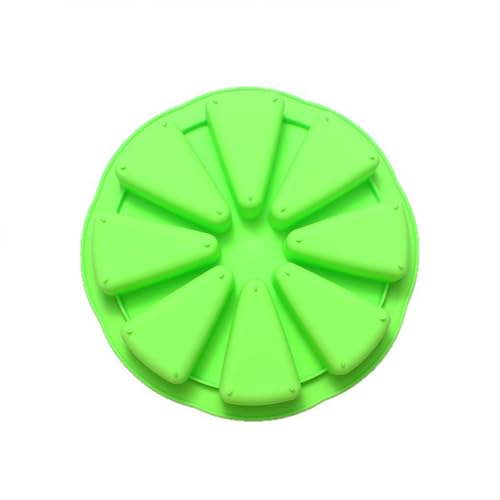 Zenova Silicone Quiche Slice Moulds Triangle 8 Cavities Silicone Quiche Moulds for Baking Non Stick Pizza Slice Cake Mould Cake Pan Heat Resistant Baking Tool for Brownies Muffins Scone Pizza (Green)