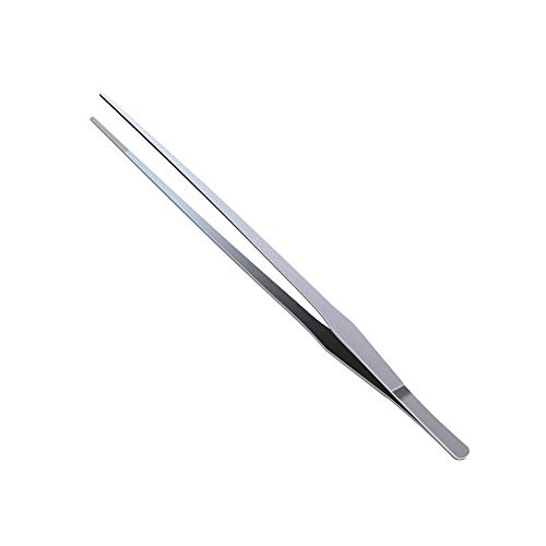 Long Forceps Tweezers, Serrated Bent Tips Tongs Repairing Beauty Fine Jewelers Needle Nose Pointy Metal Tweezers Sewing Sharp Small Kitchen Cooking Tweezers for Terrarium Crafts (1PCS)