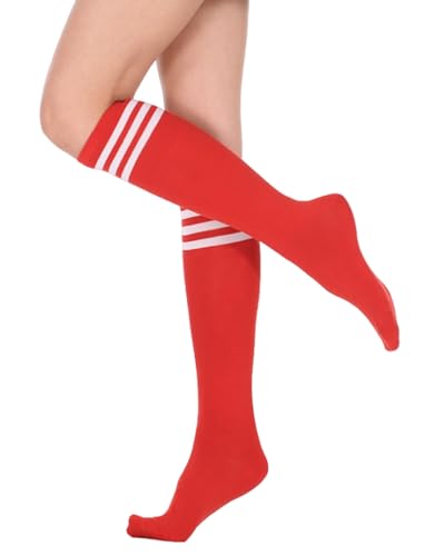 Image of Women's Knee High Athletic Socks Casual Stripes Tube Socks Outdoor Sport Socks