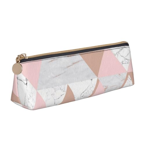 Astuccio per matite astuccio per penne triangolari portatile per ufficio scolastico Diamante in marmo e rosa grigio oro pelle