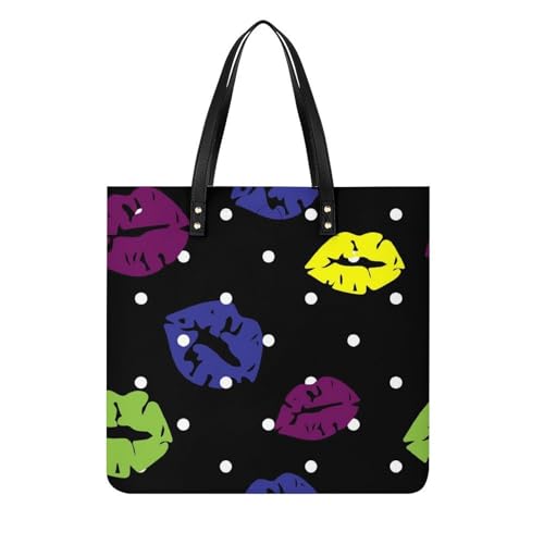 Sac shopping lèvres bleues et violettes grand tote bag voyage 39x39cm